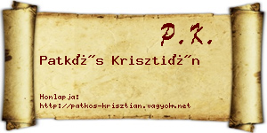 Patkós Krisztián névjegykártya